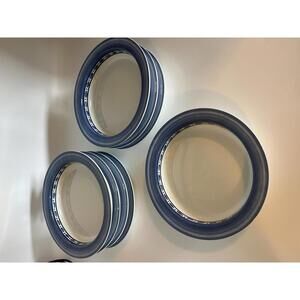 Dansk Belgian Blue Bistro Cafe Rimmed Soup Plates - Set of 8